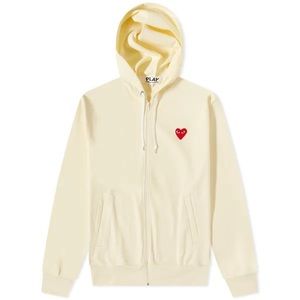 Comme des Garçons PLAY Ivory Zip Up Hoodie SZ M